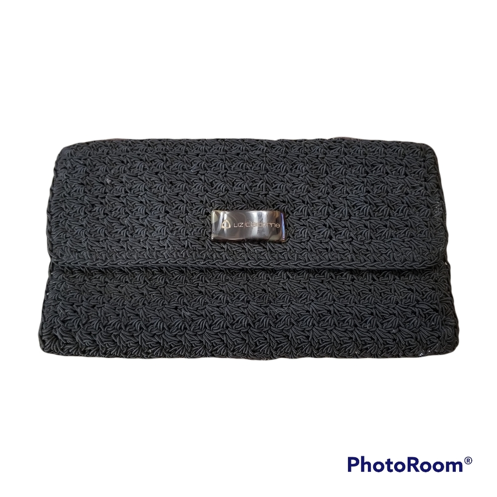 NWOT Liz Clairbone Black Macrame Small Hand Purse Or Wallet